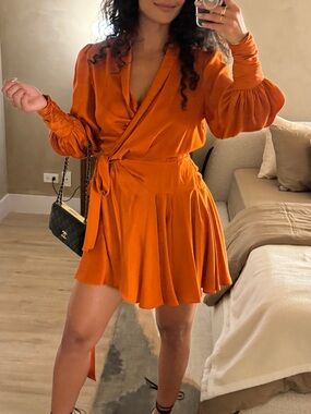 Zimmermann Silk Wrap Mini Dress | Size 1 | Rust Red | Worn Once